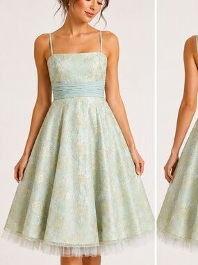 NWT Raylia Designs Aqua Mint Lace Formal Dress Size 8
